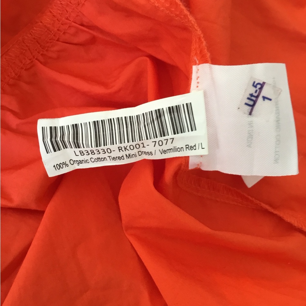 Quince Cotton Tiered Mini Dress Vermillion Red - Picture 9 of 9
